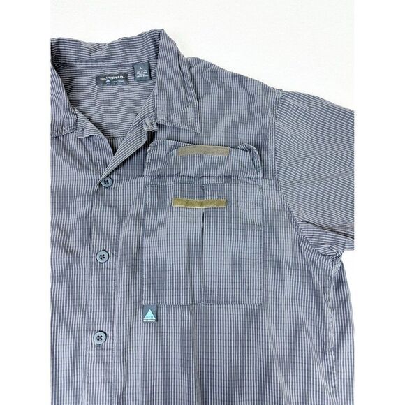 Vintage 90s Levi's Silvertab Shirt Large Grey Button Front Pocket Stripe - Picture 3 of 7